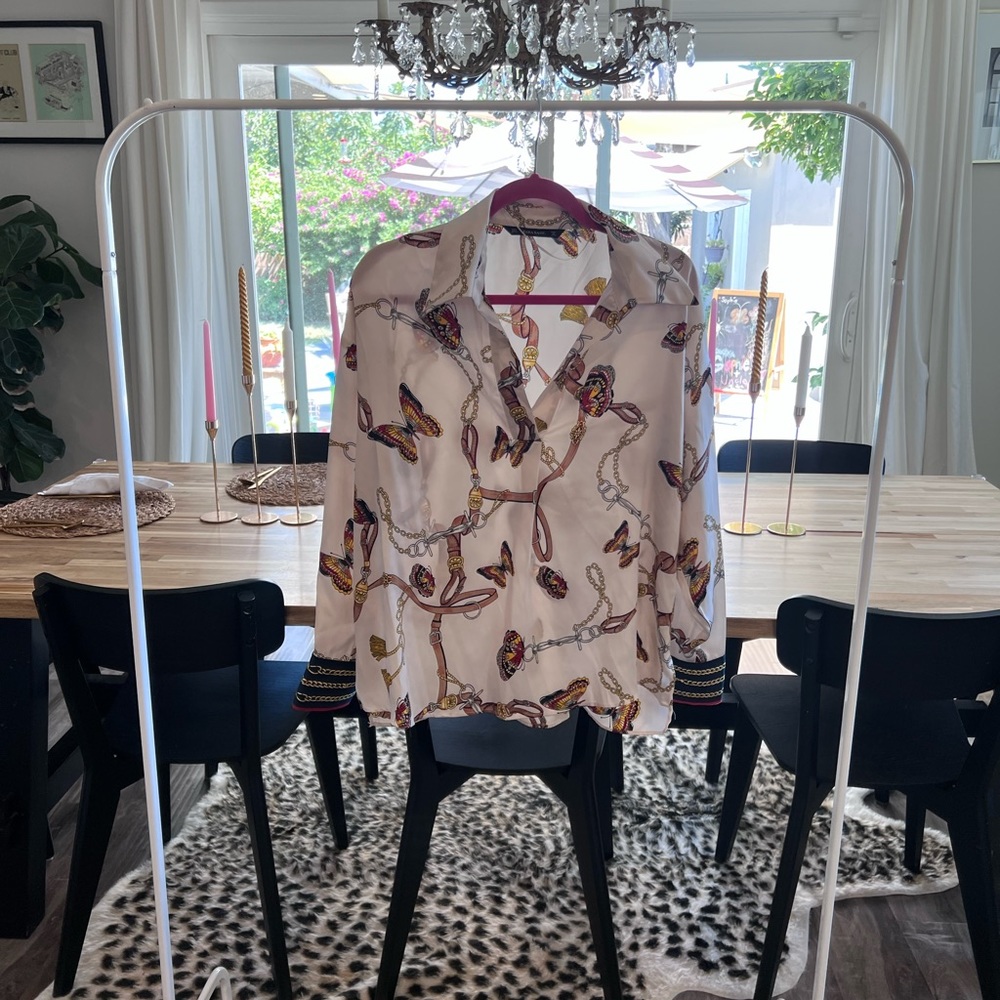 Patterned button down blouse